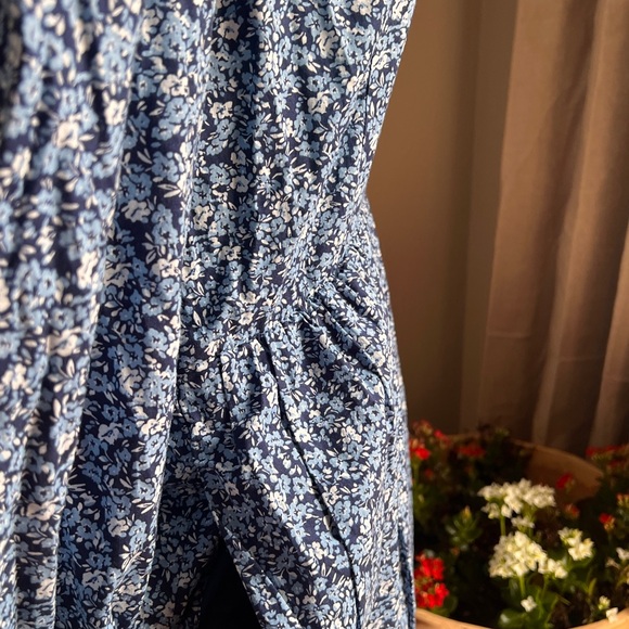 Jcrew Blue Floral V-Neck Long Sleeve Wrap Dress - Picture 5 of 9